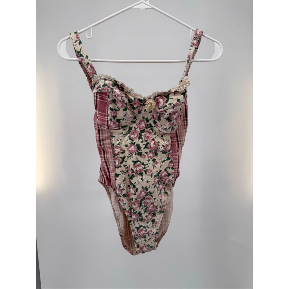 Floral Pink Plaid Bodysuit
